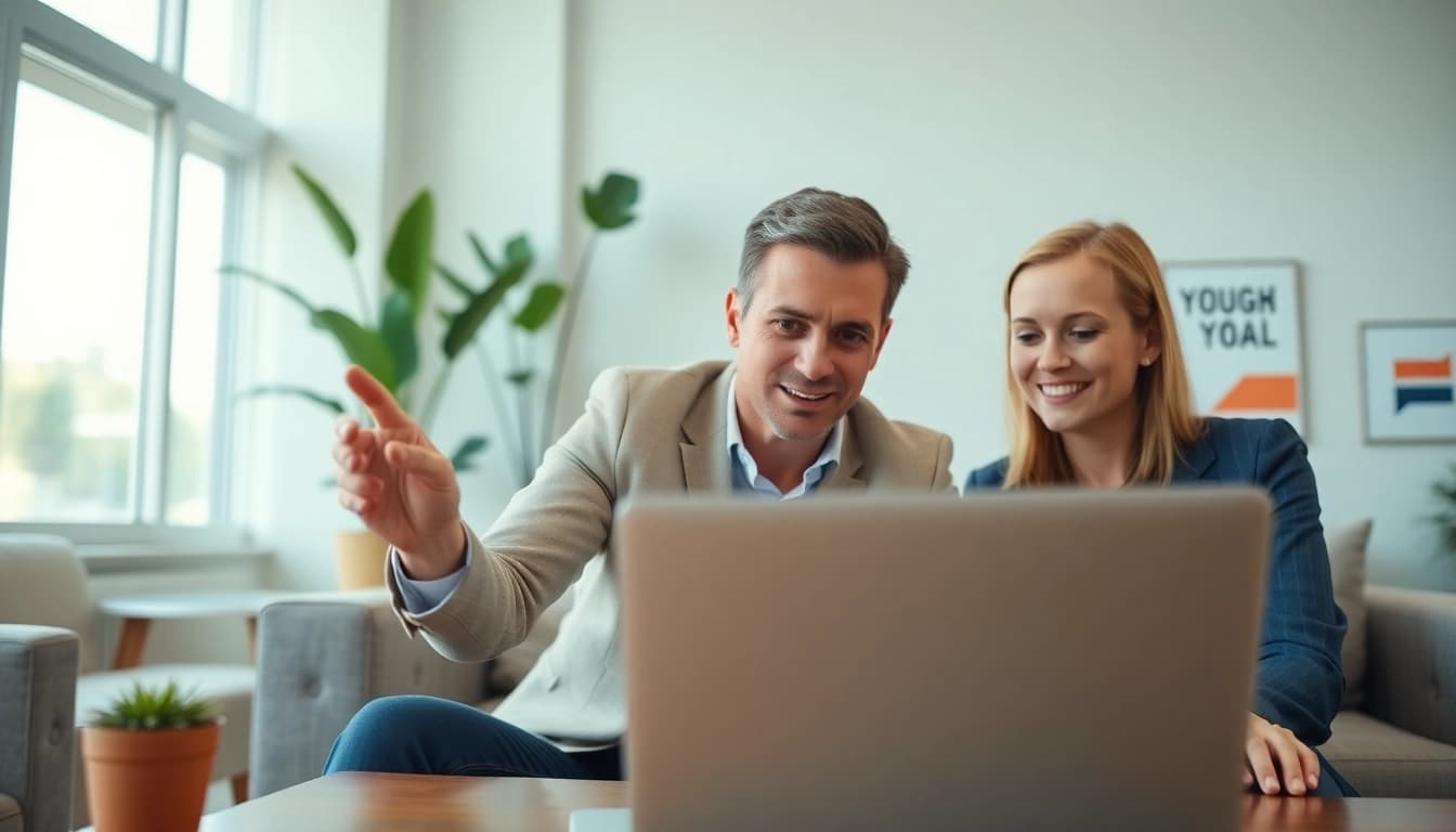 business coach California advising a client in a bright and modern office