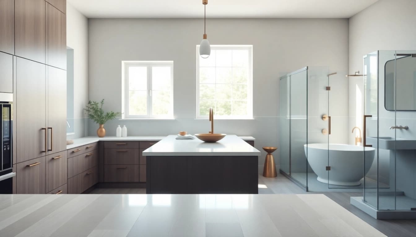 Transform your space with kitchen and bathroom renovation ideas highlighting modern elegance.
