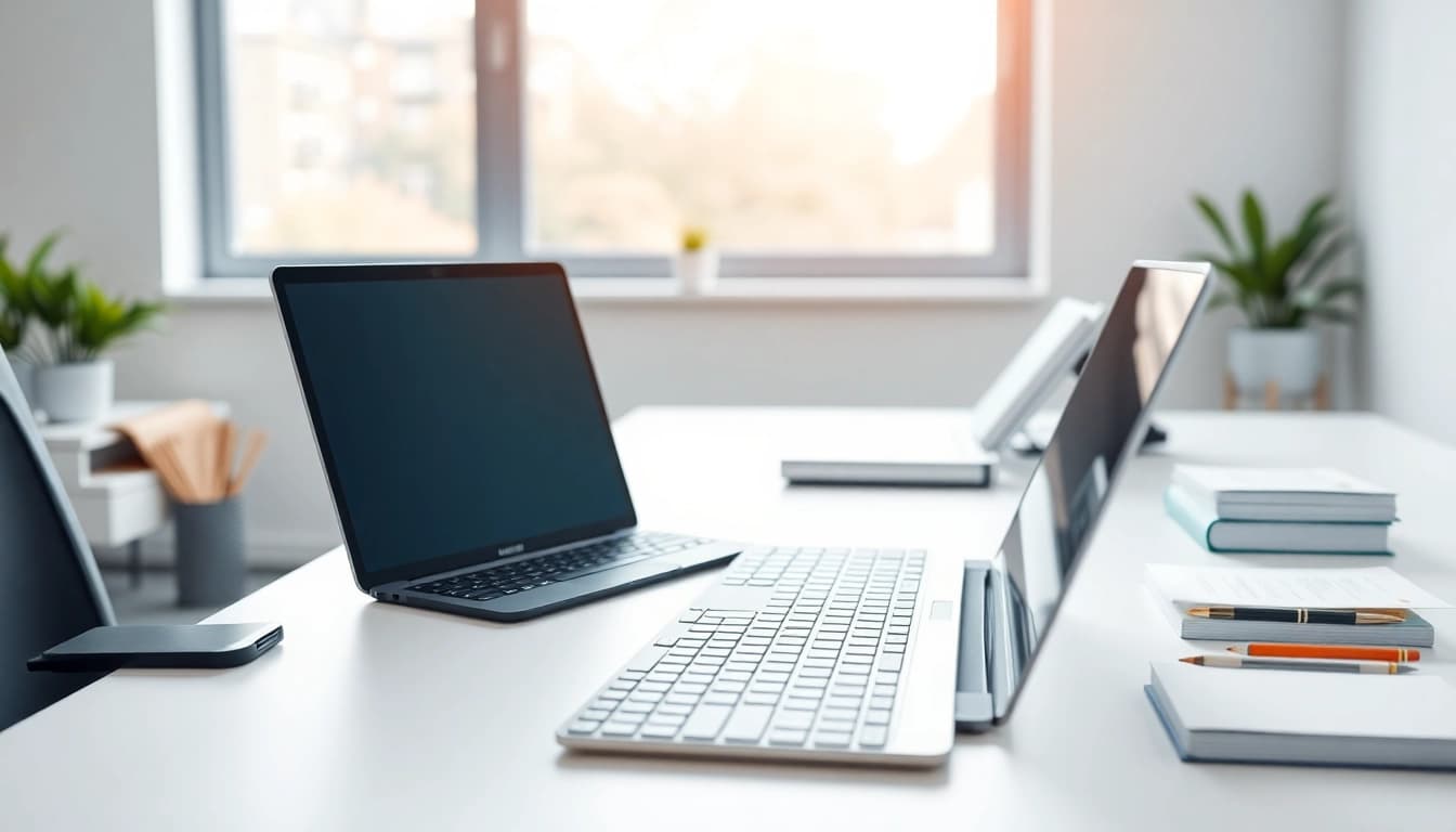 Typing Center workspace with modern setup and bright lighting.