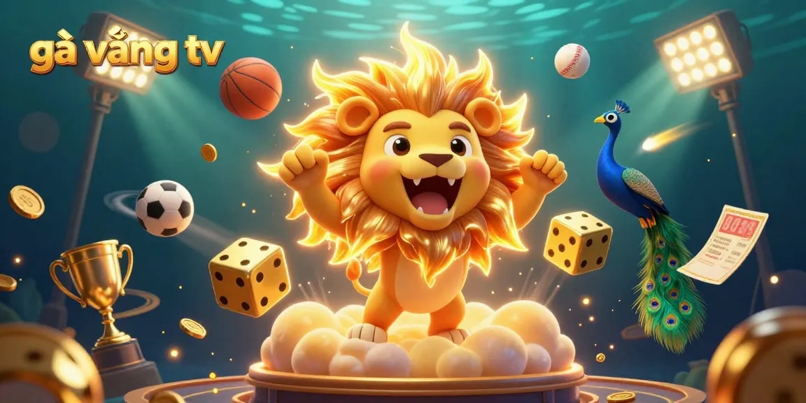Experience gà vàng tv with this vibrant 3D dynamic casino illustration highlighting sports betting excitement.