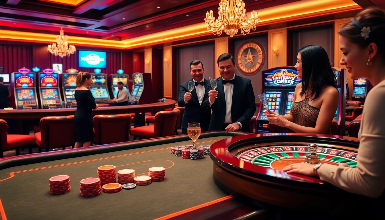 Experience the thrill of online gambling at https://ww88.directory/ with a vibrant casino scene featuring engaging slot machines and poker tables.