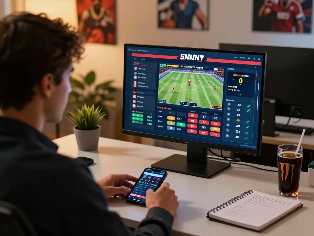 Engaging in online sports betting on TRANG CHỦ 8KBET with live odds displayed on the screen.