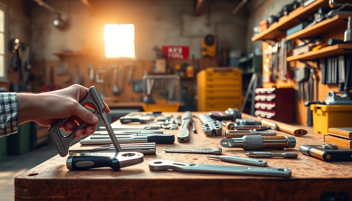Engaging scene showcasing KS Tools on a workshop bench, highlighting quality and usability.
