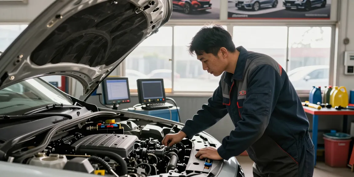 Best extended warranty for cars with mechanic examining vehicle in workshop.