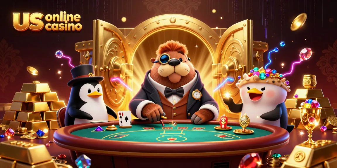 Experience the vibrant underwater world of us online casino with a jovial walrus and friends at the poker table.