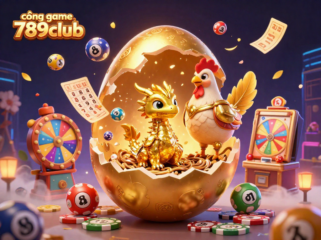Engage with the thrilling cổng game 789club, showcasing a golden dragon and vibrant casino elements.