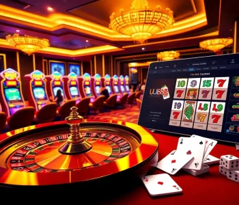 Players enjoying an exhilarating game at the UU88 casino with vibrant chips and digital interfaces.