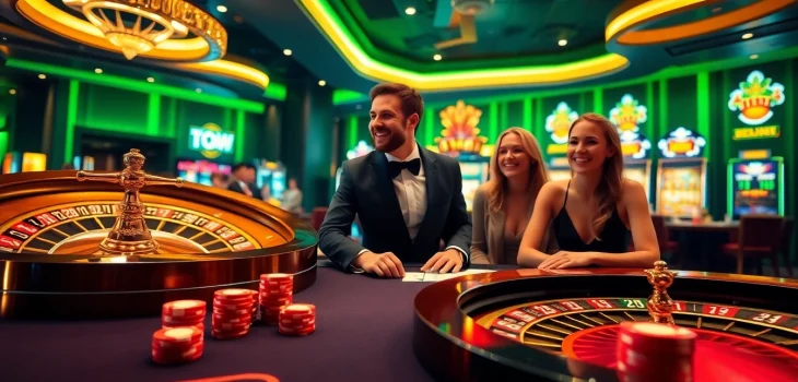 Gambling excitement at https://mb66.ski/ with vibrant slot machines and poker games in action.