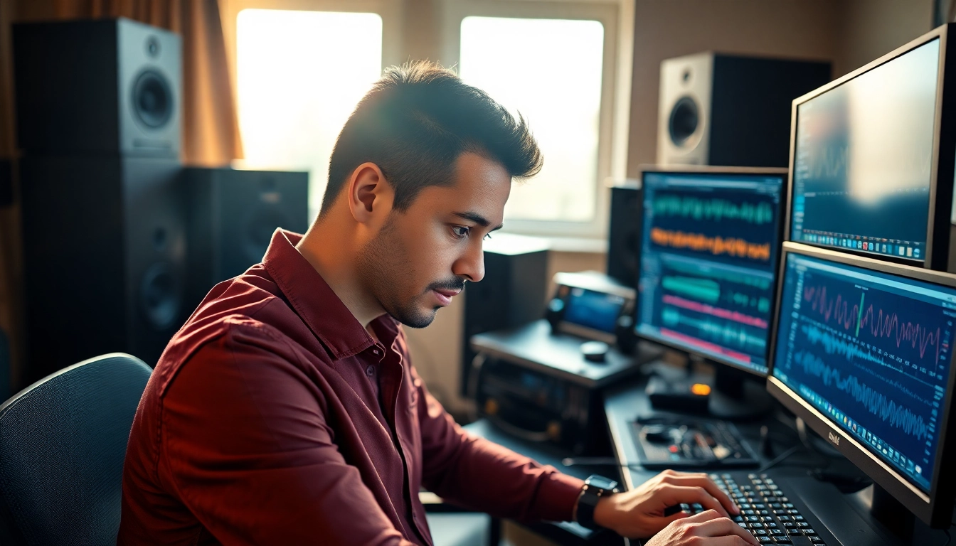 Mastering audio tracks with precision in a professional online mastering studio.