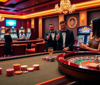 Experience the thrill of online gambling at https://ww88.directory/ with a vibrant casino scene featuring engaging slot machines and poker tables.