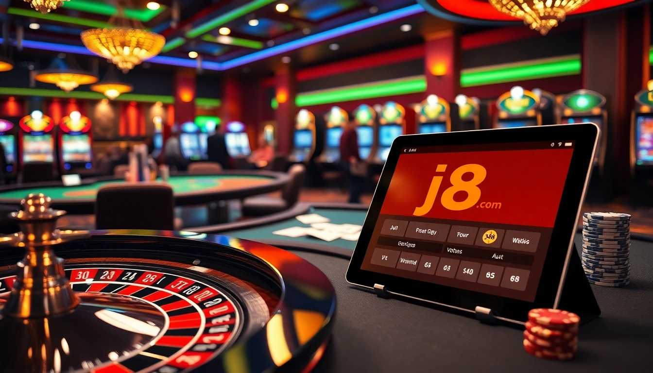Experience high-stakes excitement at j88.com with vibrant casino tables and gaming action.