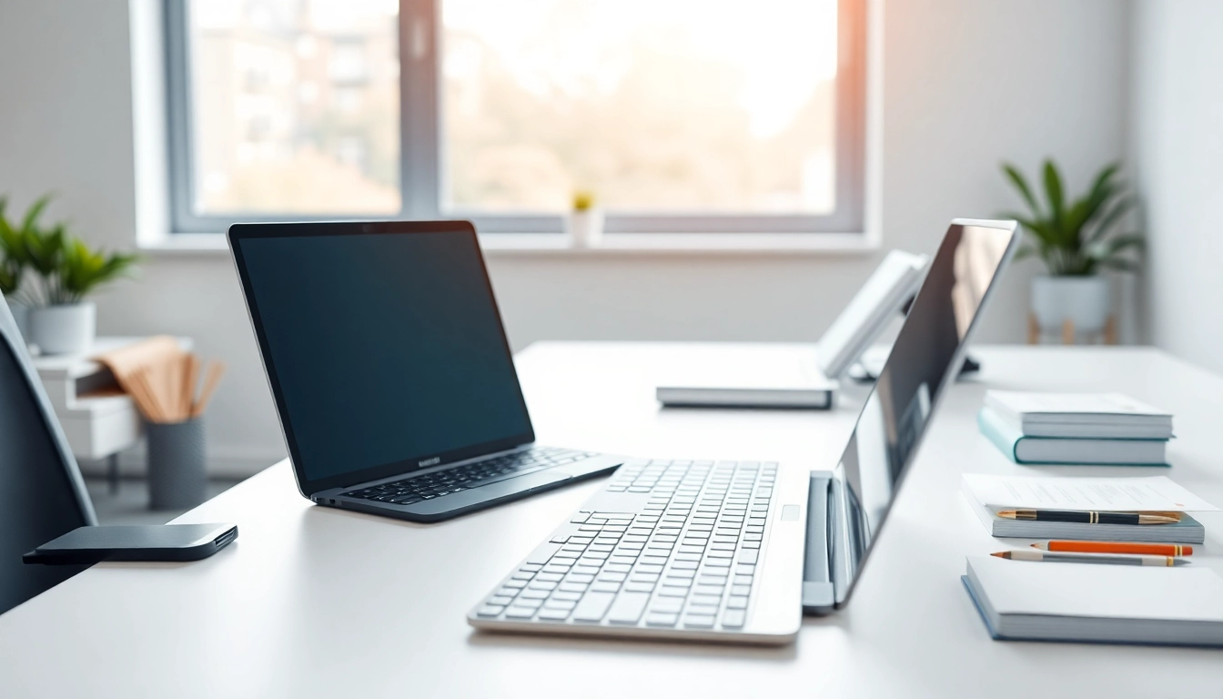 Typing Center workspace with modern setup and bright lighting.