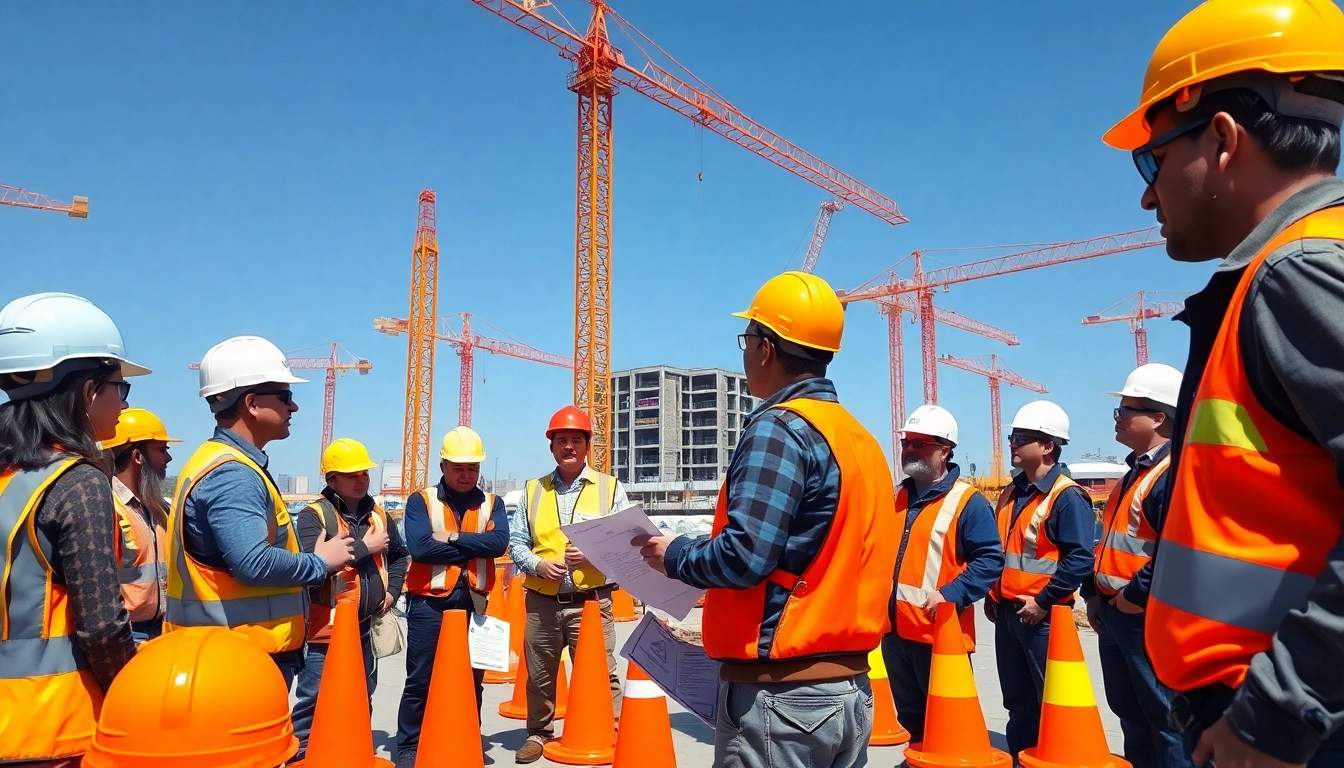 Workers engaged in construction safety training, demonstrating best practices effectively.