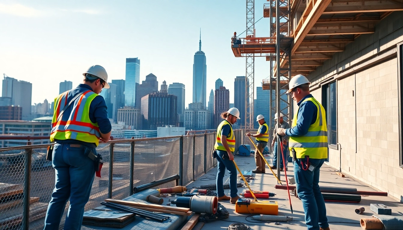 New York Commercial General Contractor at work on a bustling construction site in NYC.