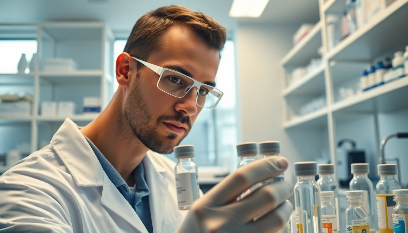 Hydro Research scientist conducting peptide analysis in a modern laboratory setting.