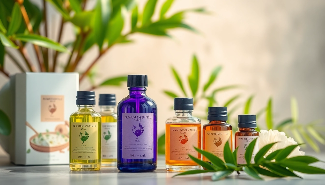 Showcasing AMC Essentials premium essential oils in an elegant setting with vibrant colors and natural ingredients.