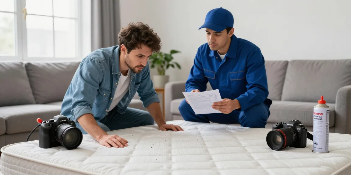 Bed bug exterminators providing expert advice to a homeowner during a bed bug inspection.