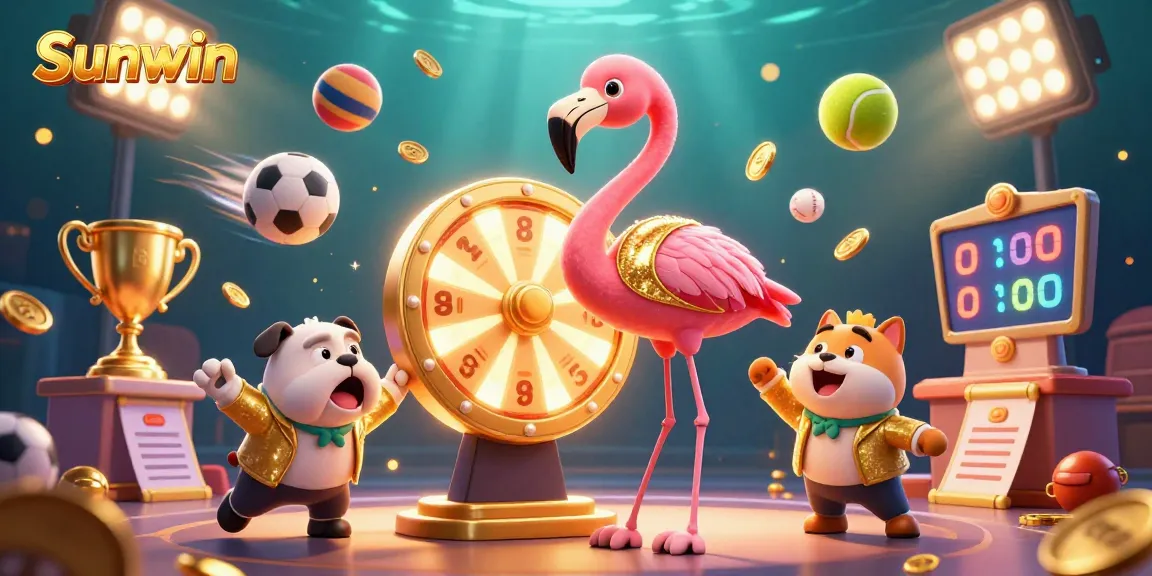 Engage in thrilling gaming at Sunwin with dynamic illustrations of prizes and excitement.