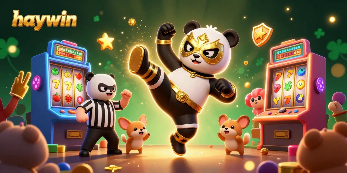 Experience thrilling wins with haywin's exciting slot action featuring a dynamic panda wrestler.