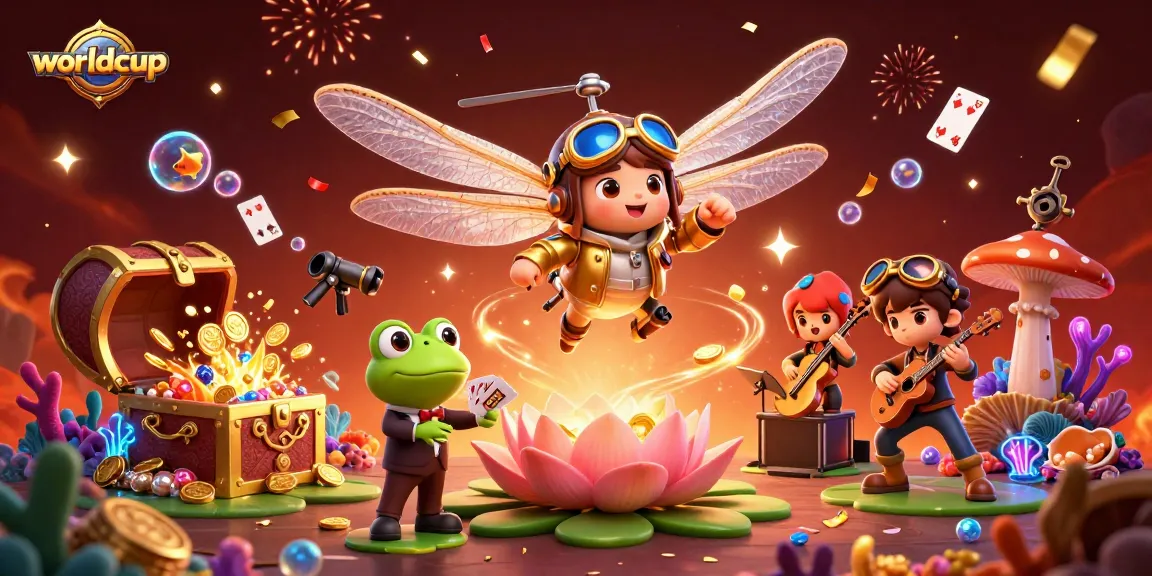 Experience thrilling gameplay at the worldcup, where lively characters and dazzling treasures create a vibrant casino scene.